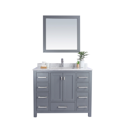 LAVIVA Wilson 42, Grey Cabinet & White Carrara Countertop 313ANG-42G-WC